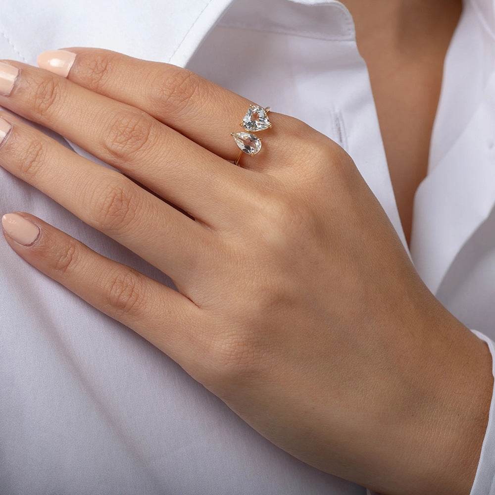 S925 sterling silver open ring with super sparkling diamond setting - MOWTE