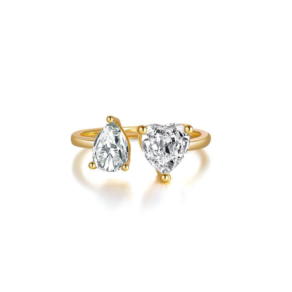 S925 sterling silver open ring with super sparkling diamond setting - MOWTE