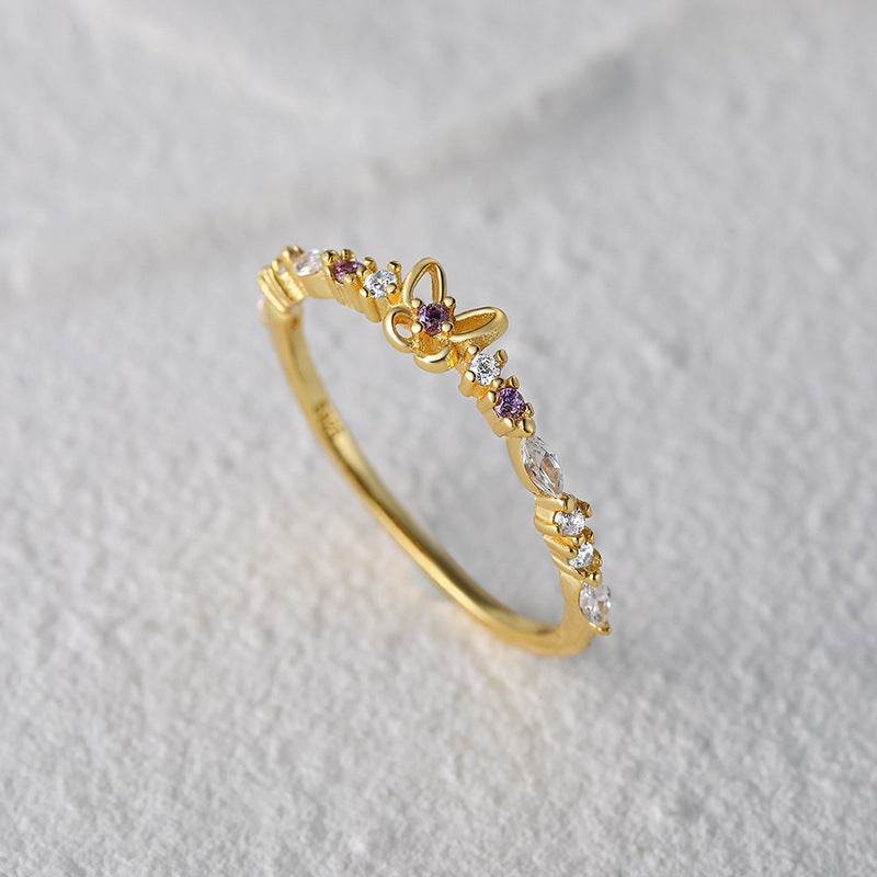 S925 sterling silver mini cute floral bouquet ring - MOWTE