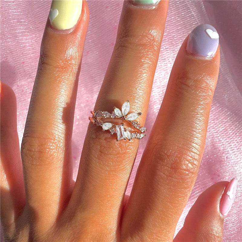 S925 sterling silver cute floral bouquet ring - MOWTE