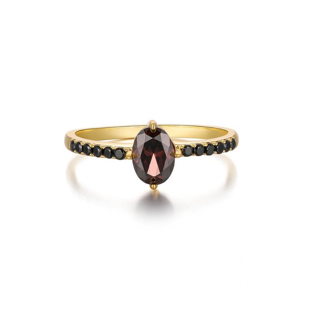 S925 pure silver black stone stackable ring - MOWTE