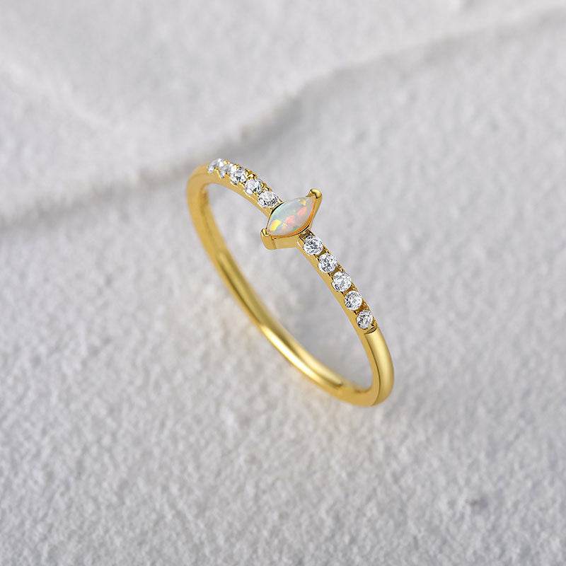 S925 pure silver opal stackable ring - MOWTE
