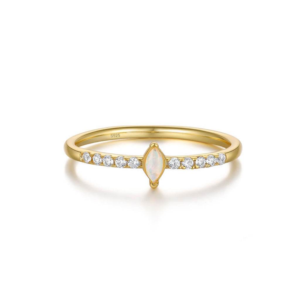 S925 pure silver opal stackable ring - MOWTE