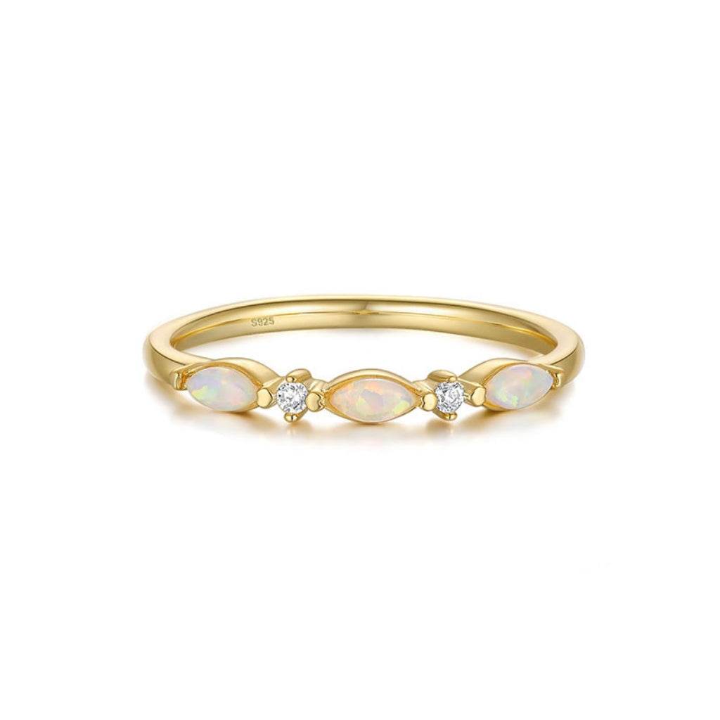 S925 pure silver opal stackable ring - MOWTE