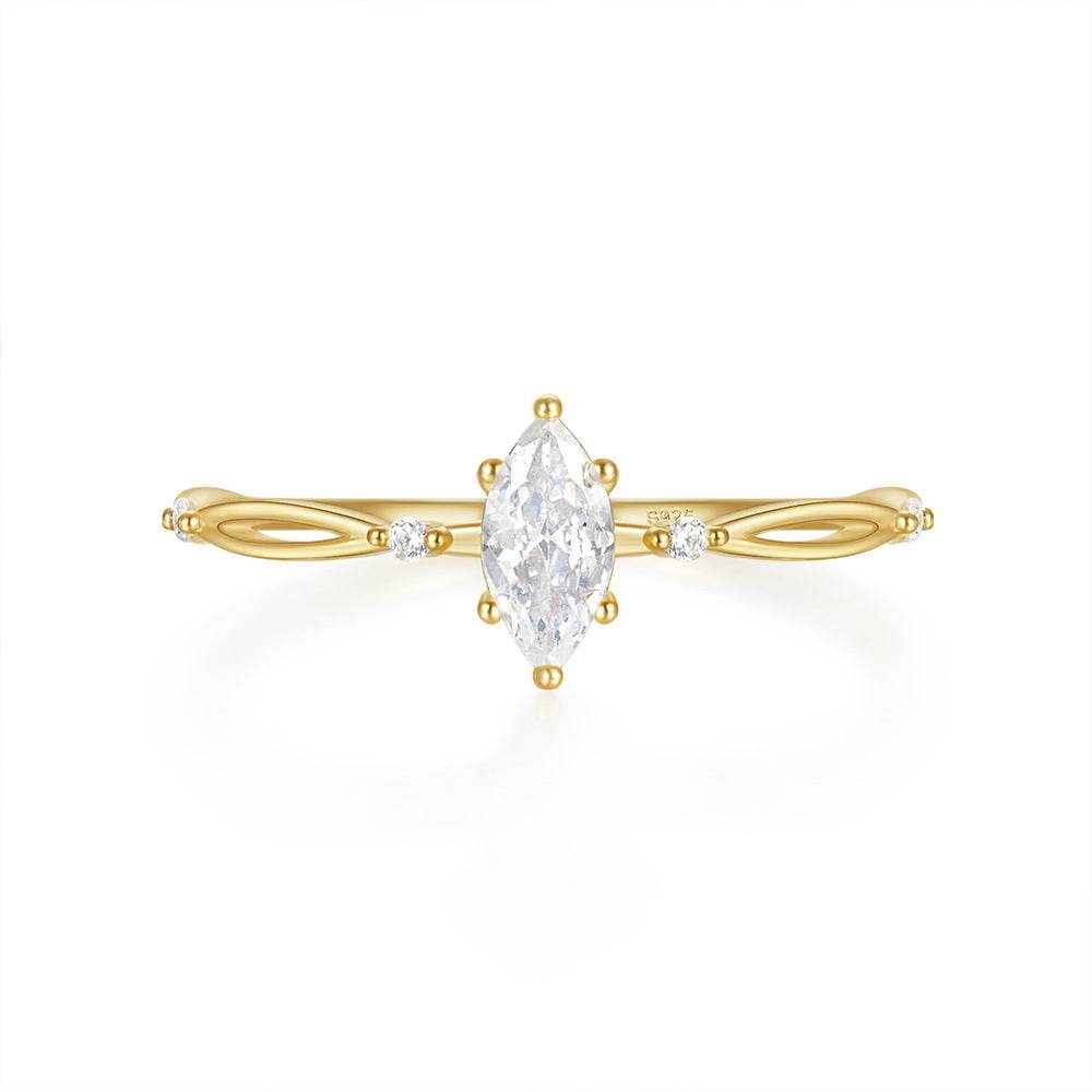 S925 Pure Silver Luxury Square Diamond Set Ring Women's Carat Ring - MOWTE