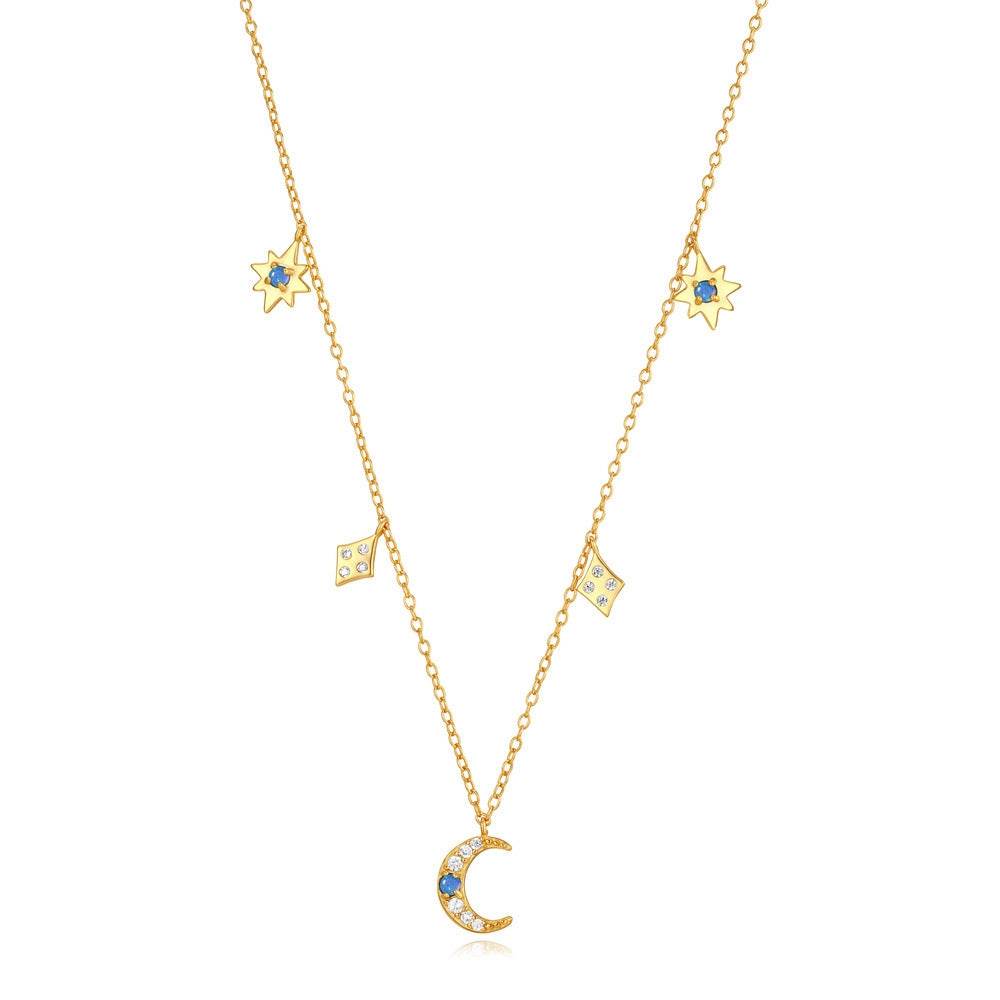 S925 sterling silver star moon inlaid with Australian treasure layering item - MOWTE
