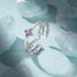 S925 sterling silver diamond ring with heart-shaped petal opening stackable ring for women - MOWTE