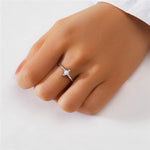 S925 sterling silver diamond ring with heart-shaped petal opening stackable ring for women - MOWTE