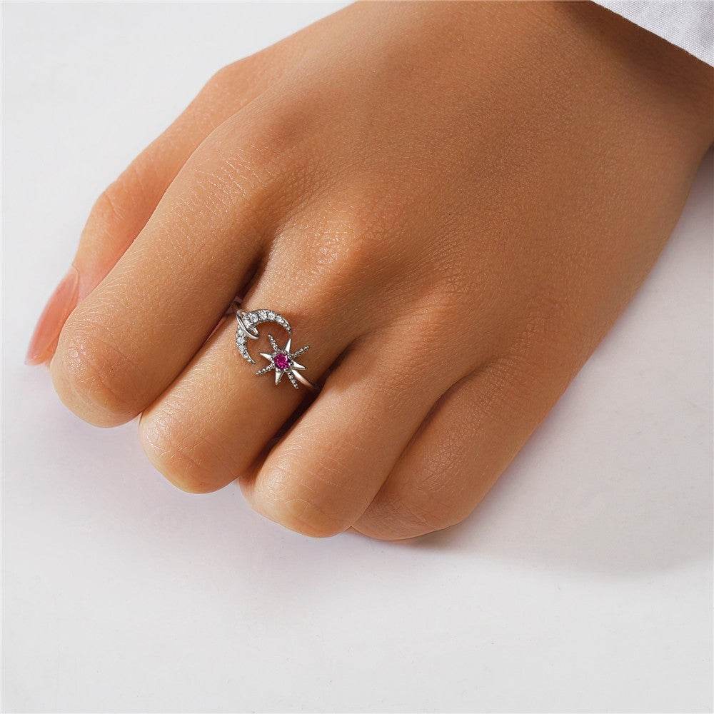 S925 sterling silver diamond ring with heart-shaped petal opening stackable ring for women - MOWTE