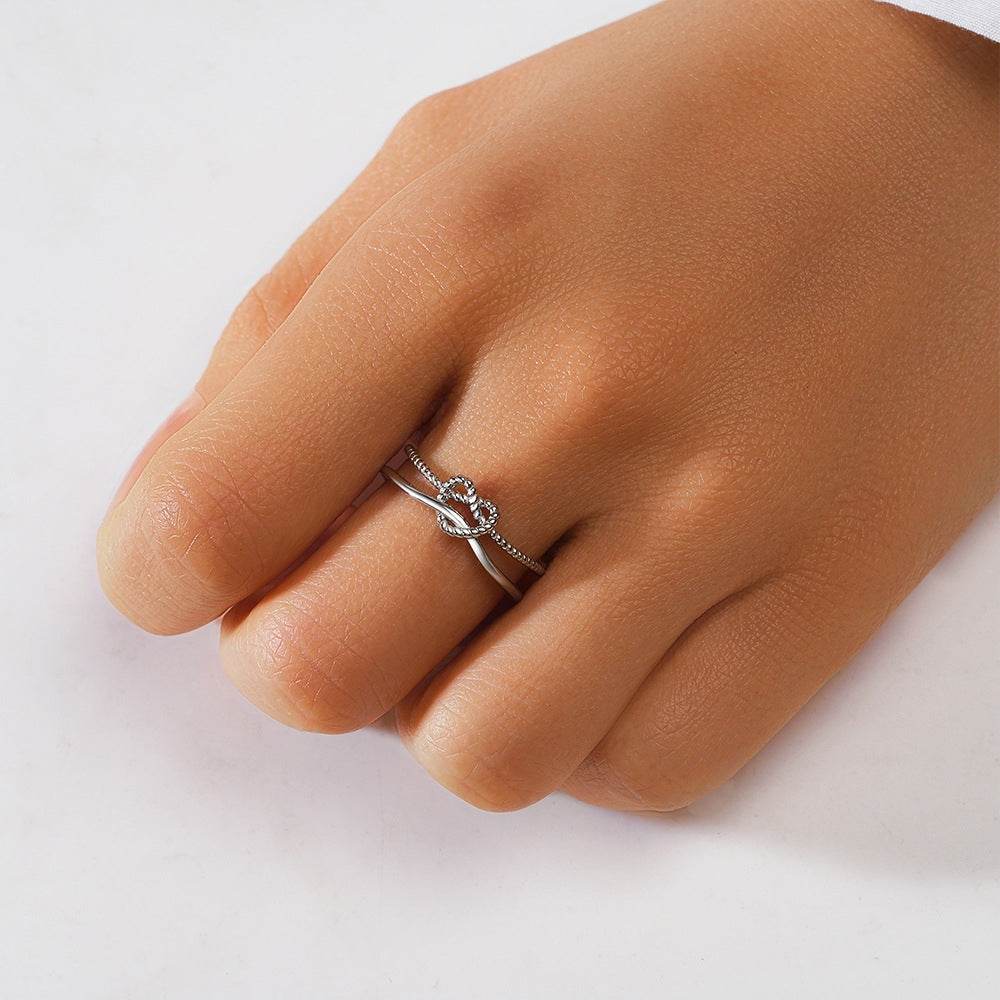 S925 sterling silver diamond ring with heart-shaped petal opening stackable ring for women - MOWTE