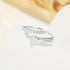 S925 pure silver curved petal single row diamond inlaid luxurious stacked open ring - MOWTE