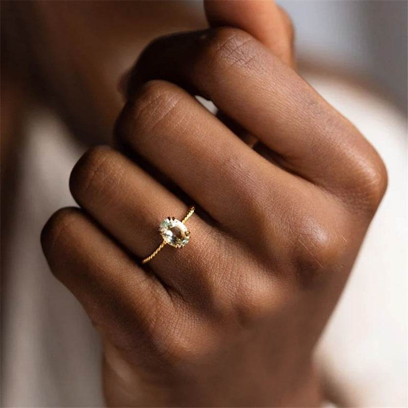 S925 Pure Silver Green Ghost Crystal Twisted Adjustable Open Ring - MOWTE