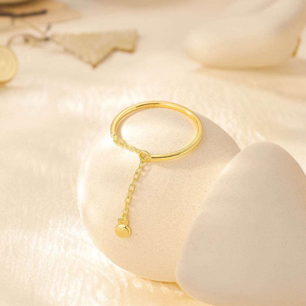 S925 sterling silver tassel studded diamond chain adjustable ring - MOWTE