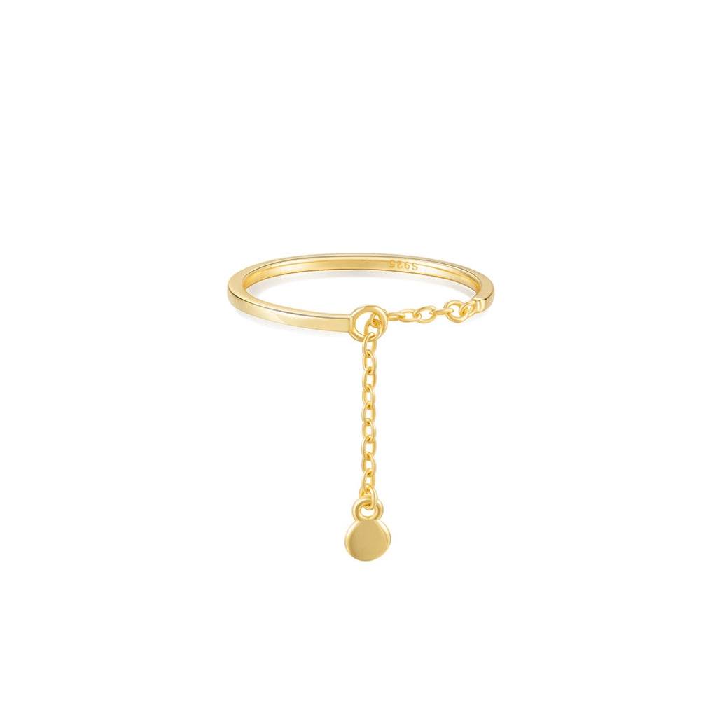 S925 sterling silver tassel studded diamond chain adjustable ring - MOWTE