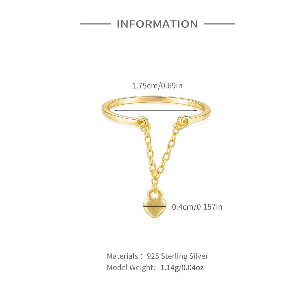 S925 sterling silver tassel studded diamond chain adjustable ring - MOWTE