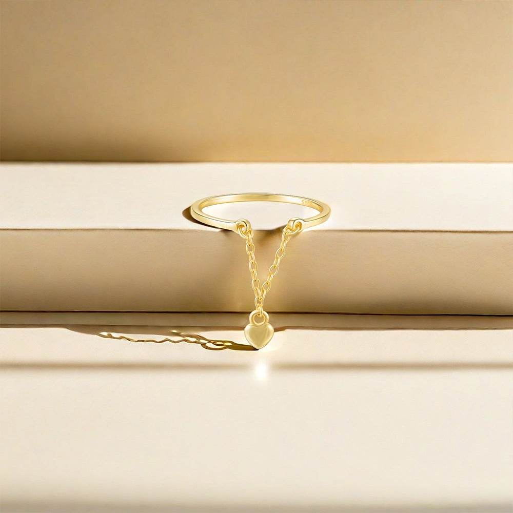 S925 sterling silver tassel studded diamond chain adjustable ring - MOWTE