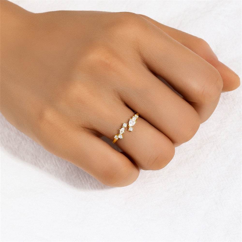 S925 sterling silver tassel diamond chain adjustable ring - MOWTE