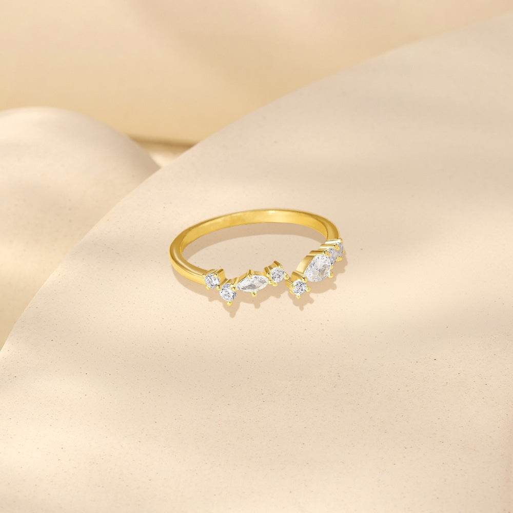 S925 sterling silver tassel diamond chain adjustable ring - MOWTE