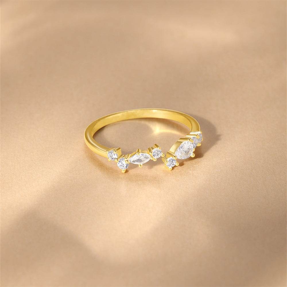 S925 sterling silver tassel diamond chain adjustable ring - MOWTE