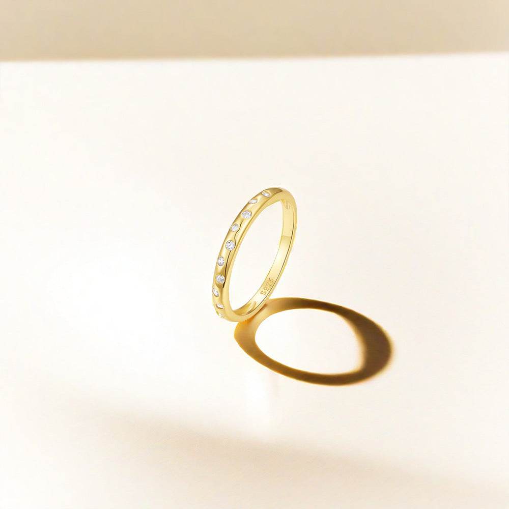 S925 pure silver diamond studded engagement ring high-end daily wear wedding ring - MOWTE