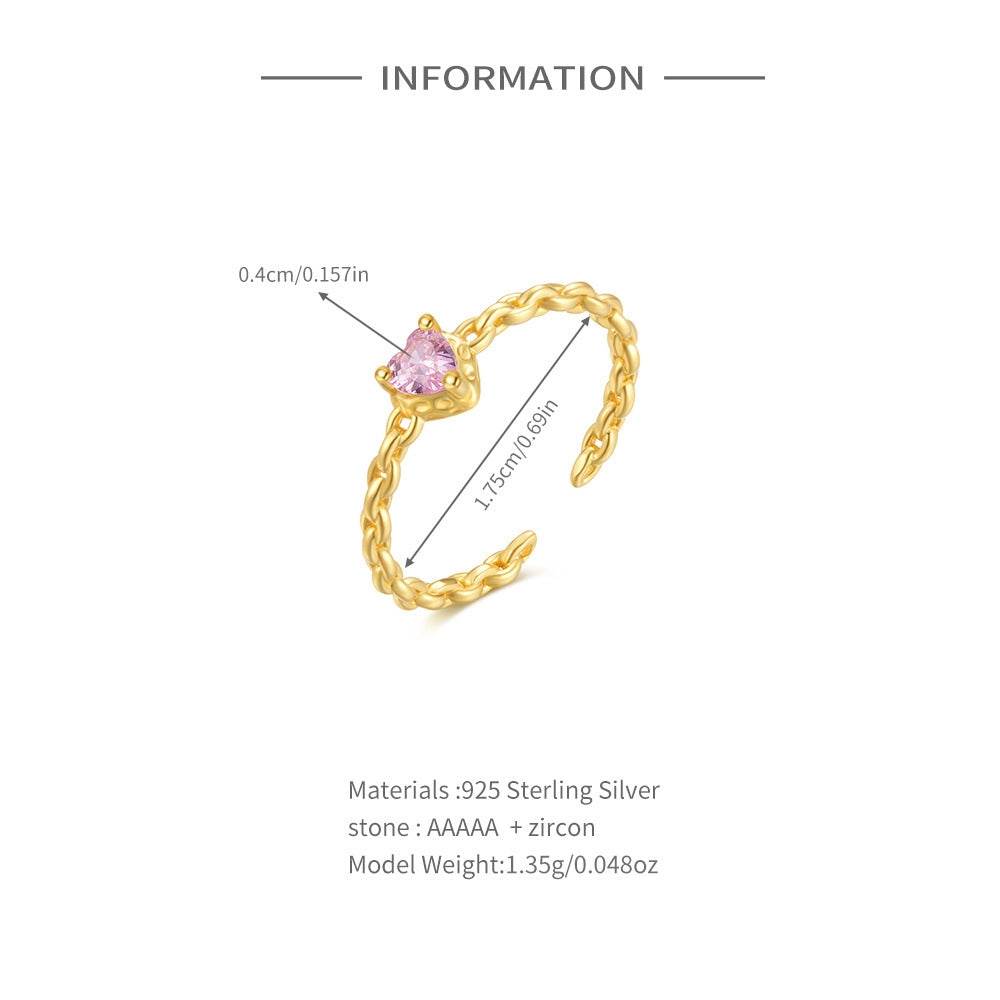 S925 pure silver diamond inlaid luxurious stacked open ring - MOWTE