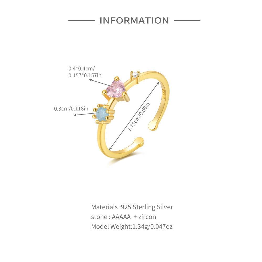 S925 pure silver diamond inlaid luxurious stacked open ring - MOWTE