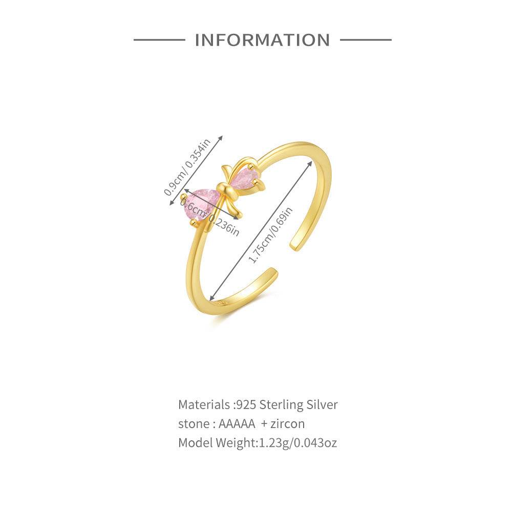 S925 pure silver diamond inlaid luxurious stacked open ring - MOWTE