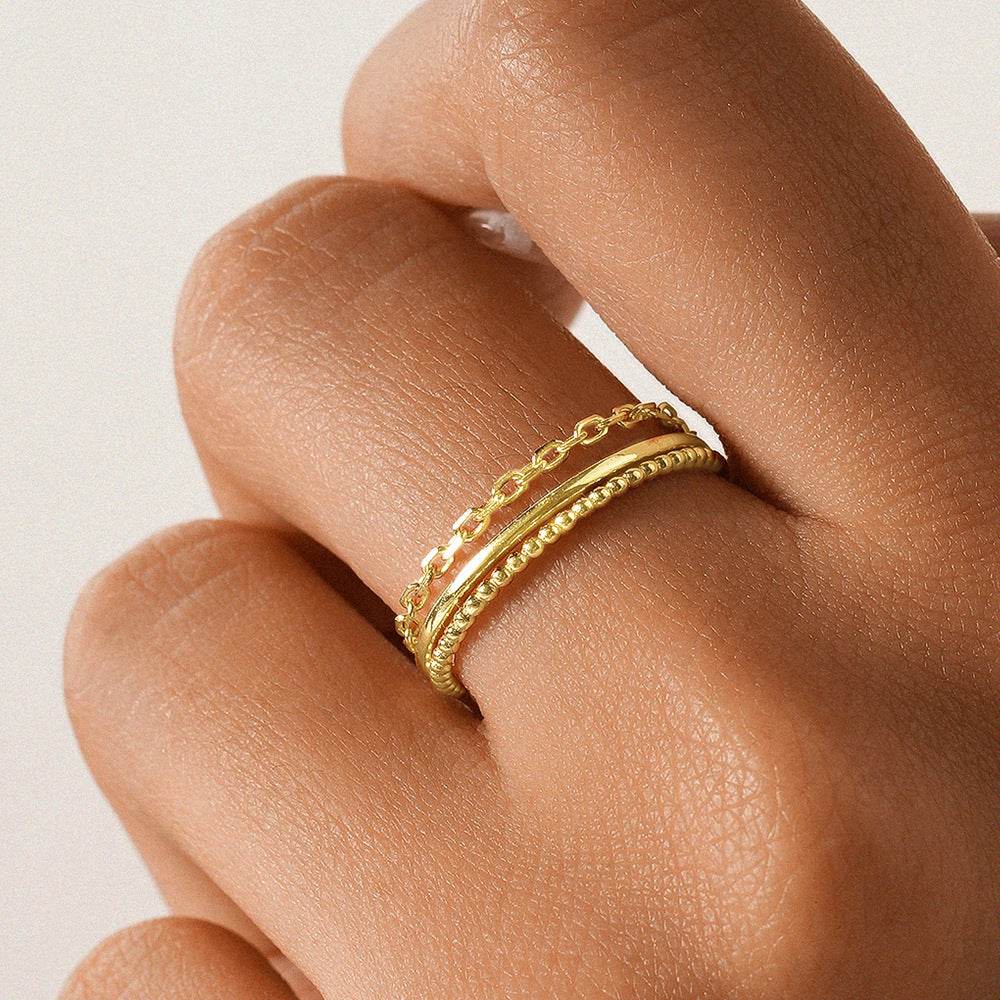 925 sterling silver minimalist ring set basic ring - MOWTE