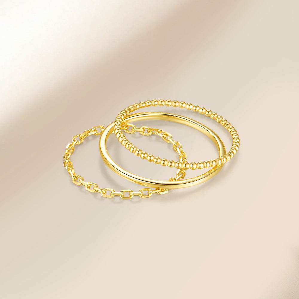 925 sterling silver minimalist ring set basic ring - MOWTE