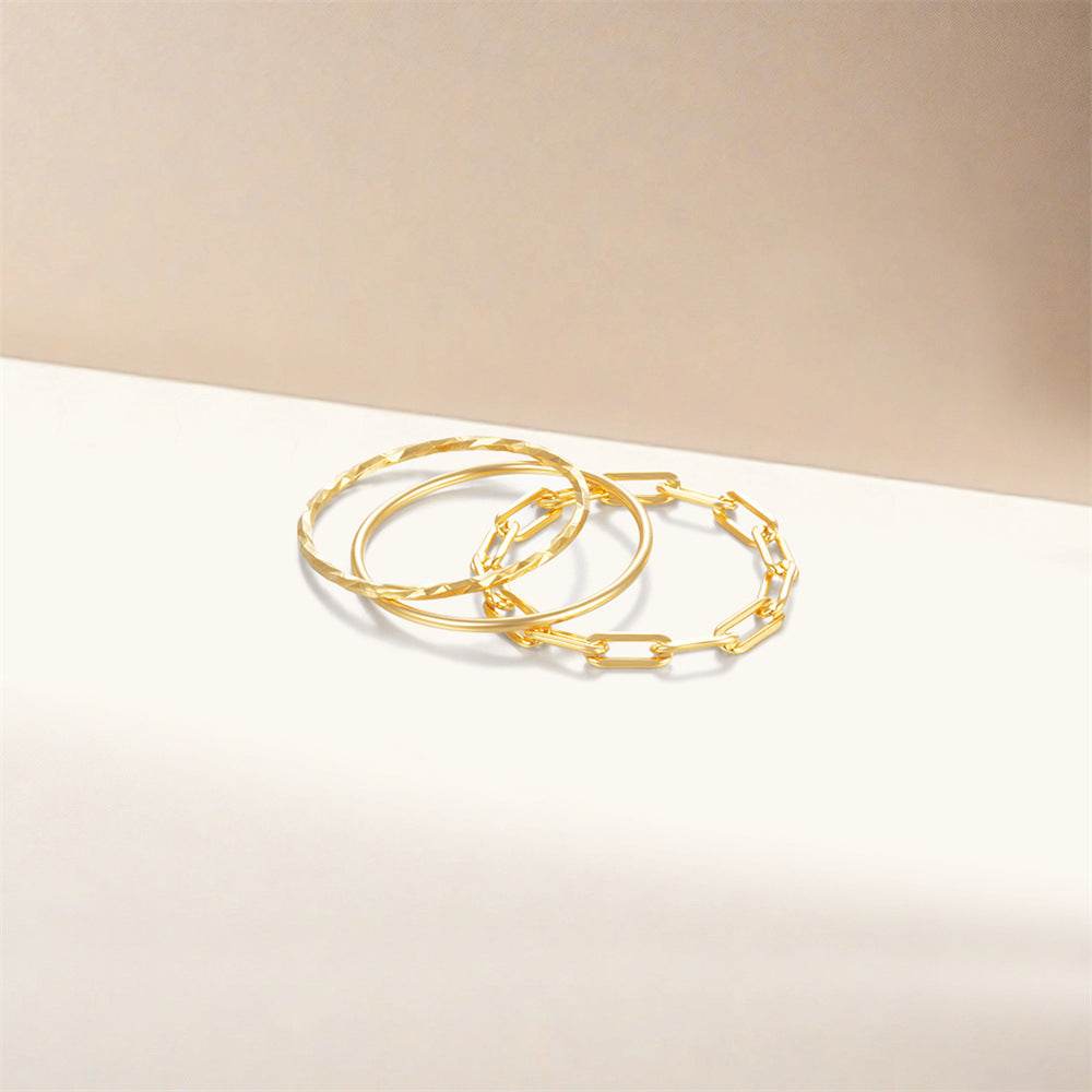 925 sterling silver minimalist ring set basic ring - MOWTE