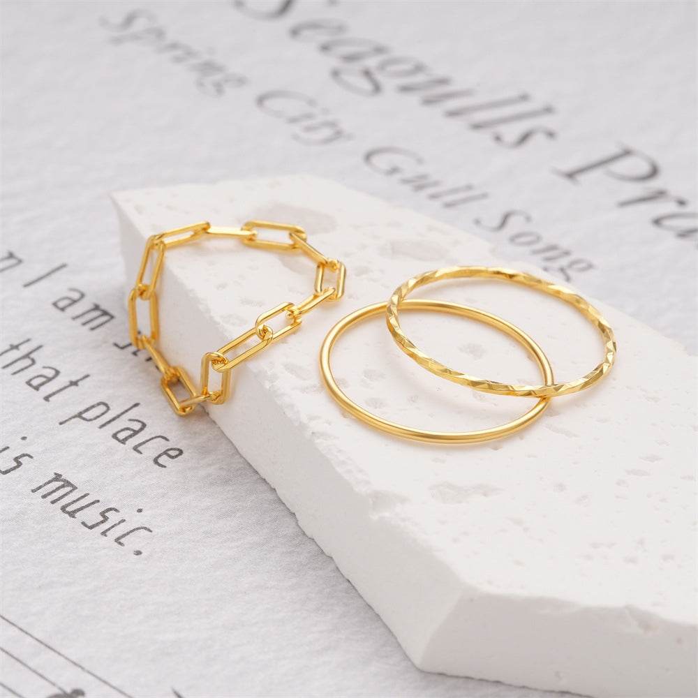 925 sterling silver minimalist ring set basic ring - MOWTE