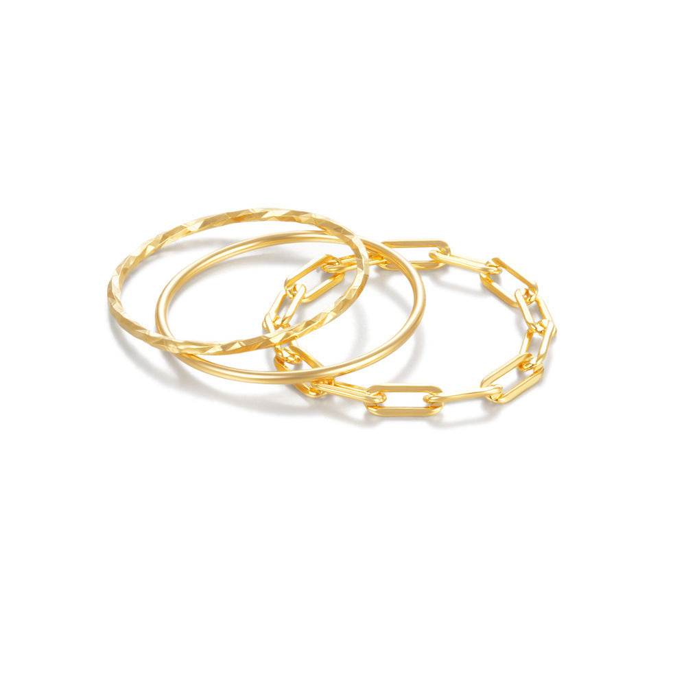 925 sterling silver minimalist ring set basic ring - MOWTE