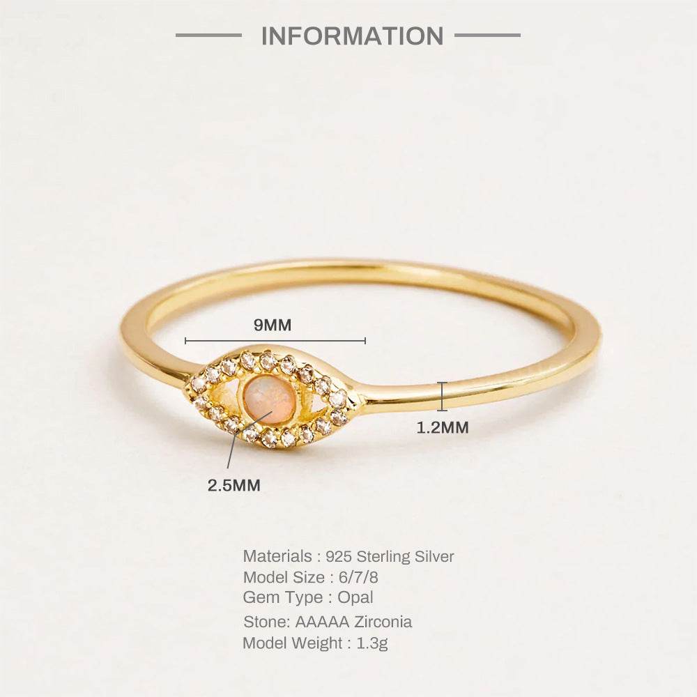 S925 pure silver light luxury opal inlaid diamond engagement ring - MOWTE