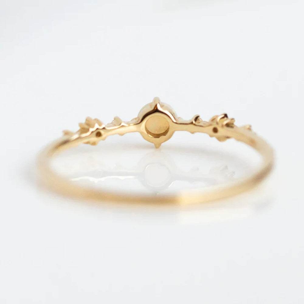 S925 pure silver light luxury opal inlaid diamond engagement ring - MOWTE