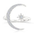 S925 pure silver diamond moonstar ring luxurious opening ring - MOWTE