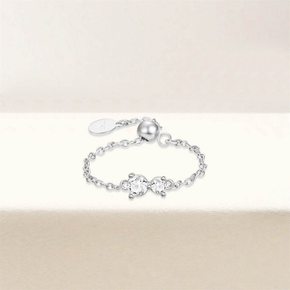 S925 pure silver luxury adjustable finger ring - MOWTE