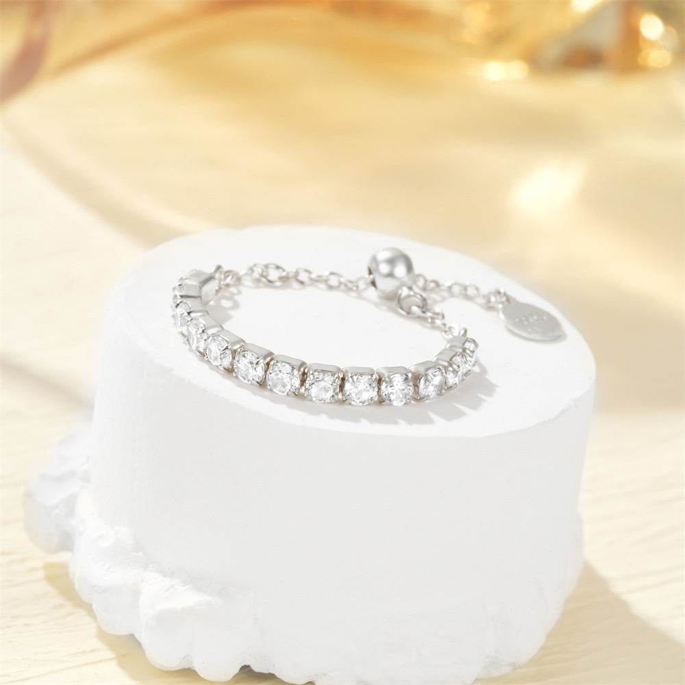 S925 pure silver luxury adjustable finger ring - MOWTE