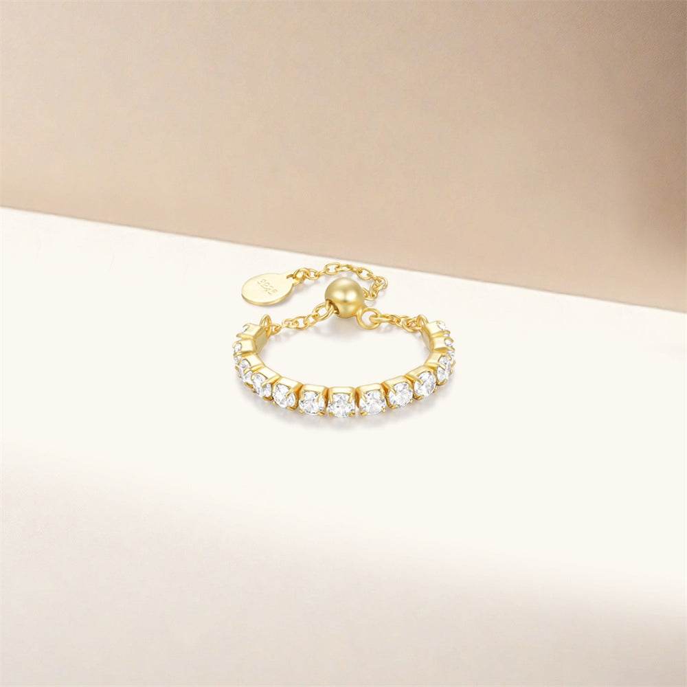 S925 pure silver luxury adjustable finger ring - MOWTE