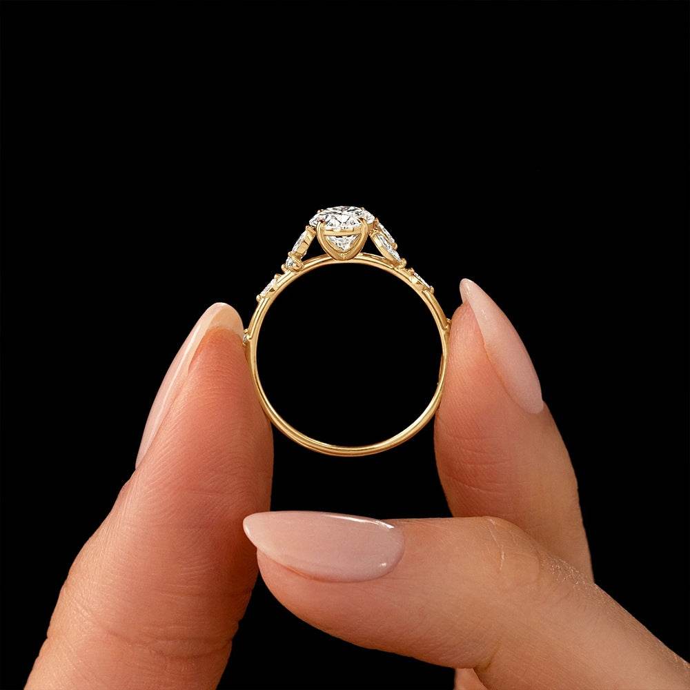 S925 sterling silver egg shaped diamond carat super sparkling diamond wedding engagement ring - MOWTE