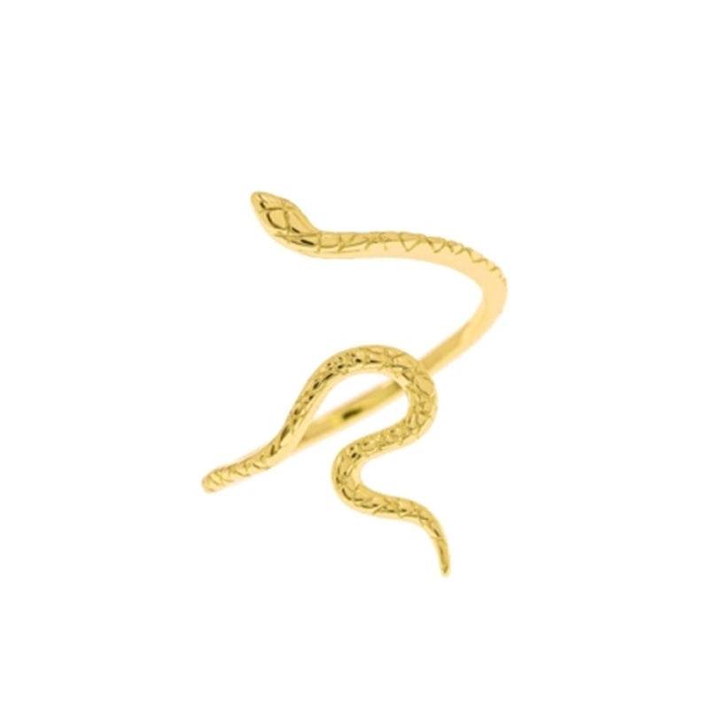 S925 Pure Silver Smooth Small Serpentine Trendy 18K Gold Open Ring - MOWTE