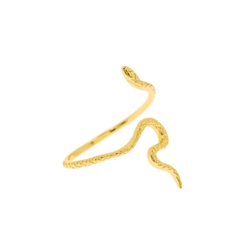 S925 Pure Silver Smooth Small Serpentine Trendy 18K Gold Open Ring - MOWTE
