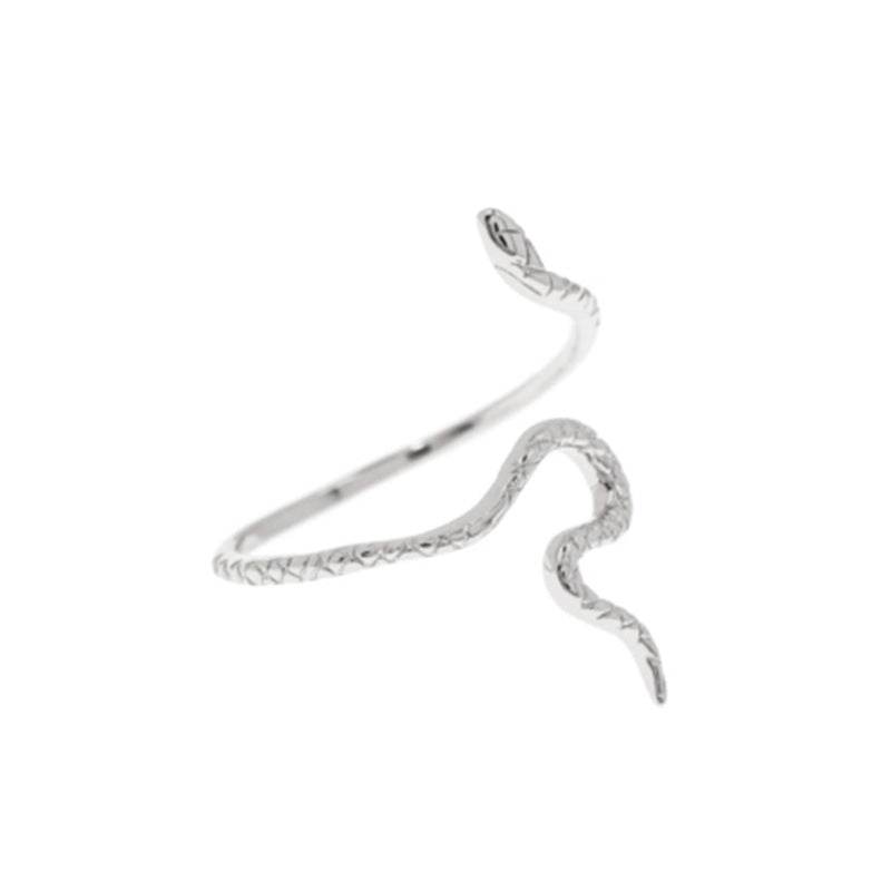 S925 Pure Silver Smooth Small Serpentine Trendy 18K Gold Open Ring - MOWTE