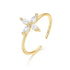 S925 silver gold-plated zircon flower shaped opening women's ring - MOWTE