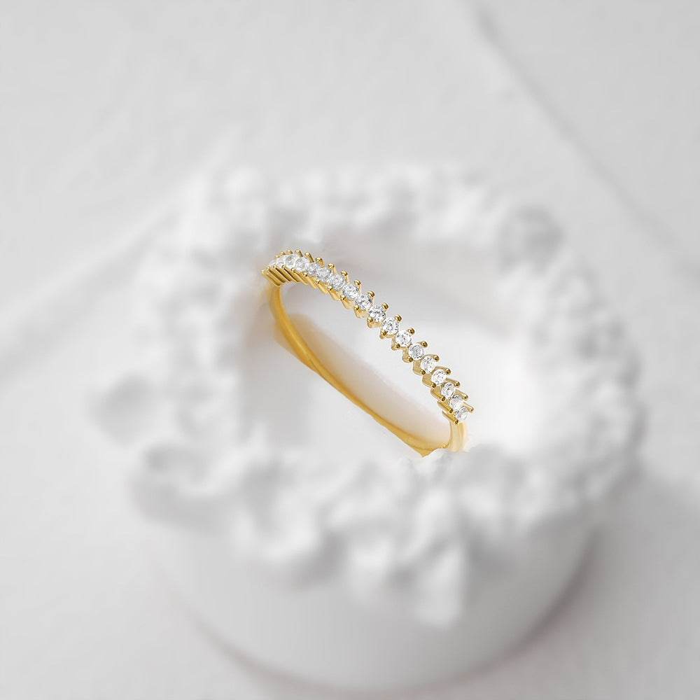 925 sterling silver single drain diamond studded engagement and wedding ring - MOWTE