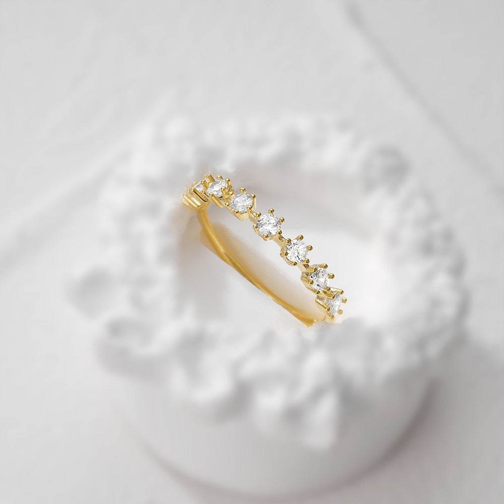 925 sterling silver single drain diamond studded engagement and wedding ring - MOWTE