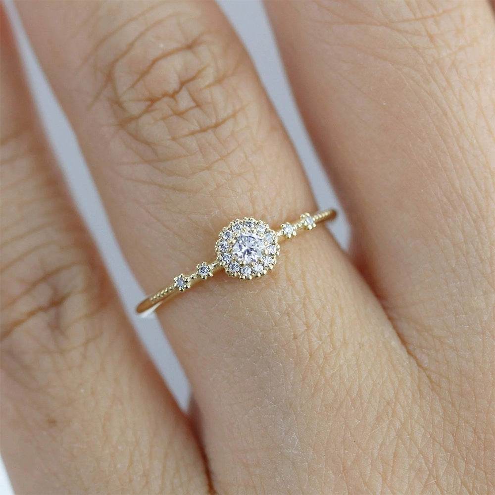 S925 sterling silver classic diamond engagement ring - MOWTE