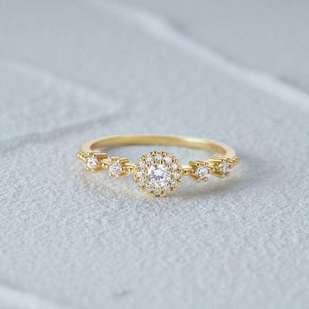 S925 sterling silver classic diamond engagement ring - MOWTE