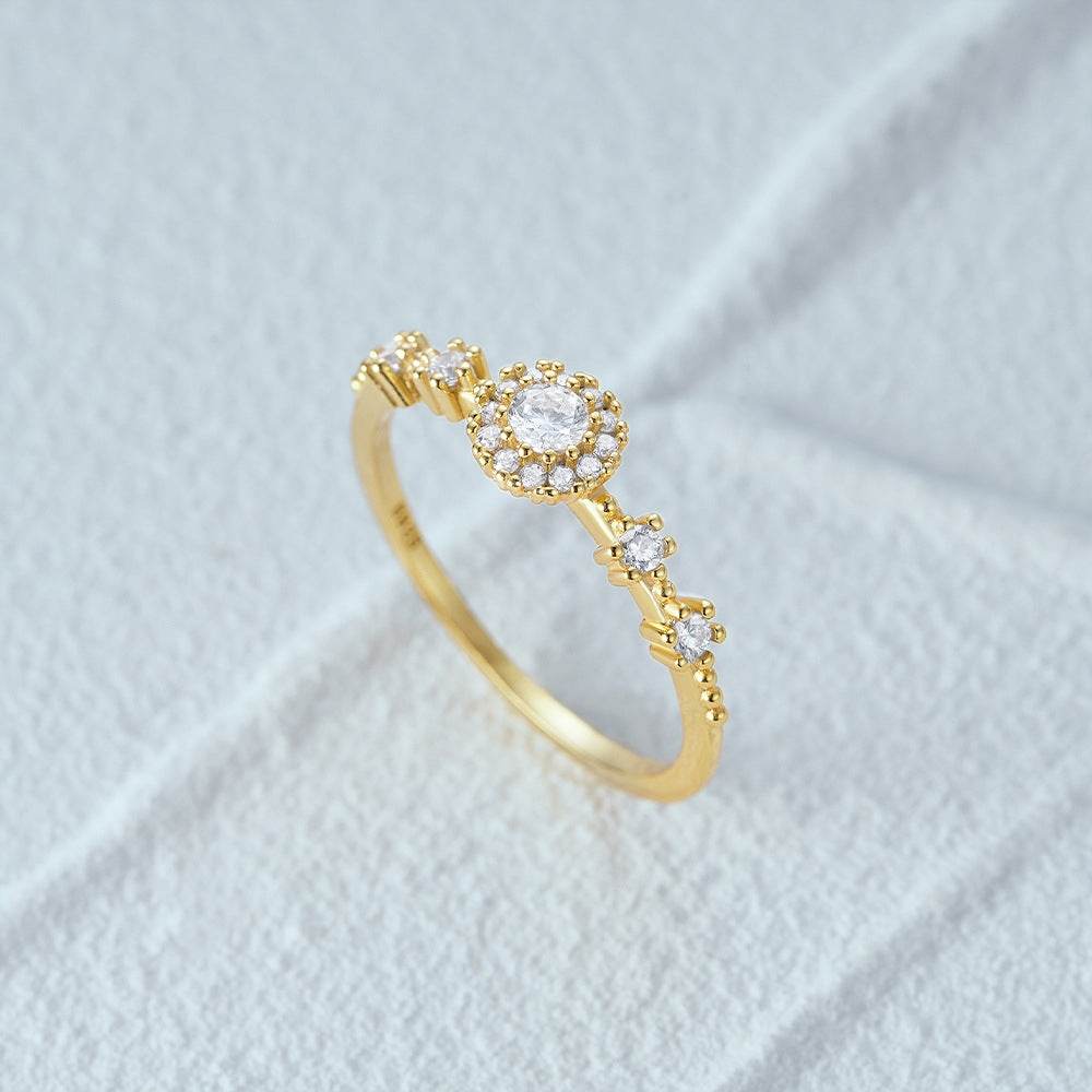 S925 sterling silver classic diamond engagement ring - MOWTE