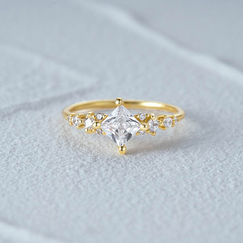 S925 sterling silver classic diamond engagement ring - MOWTE