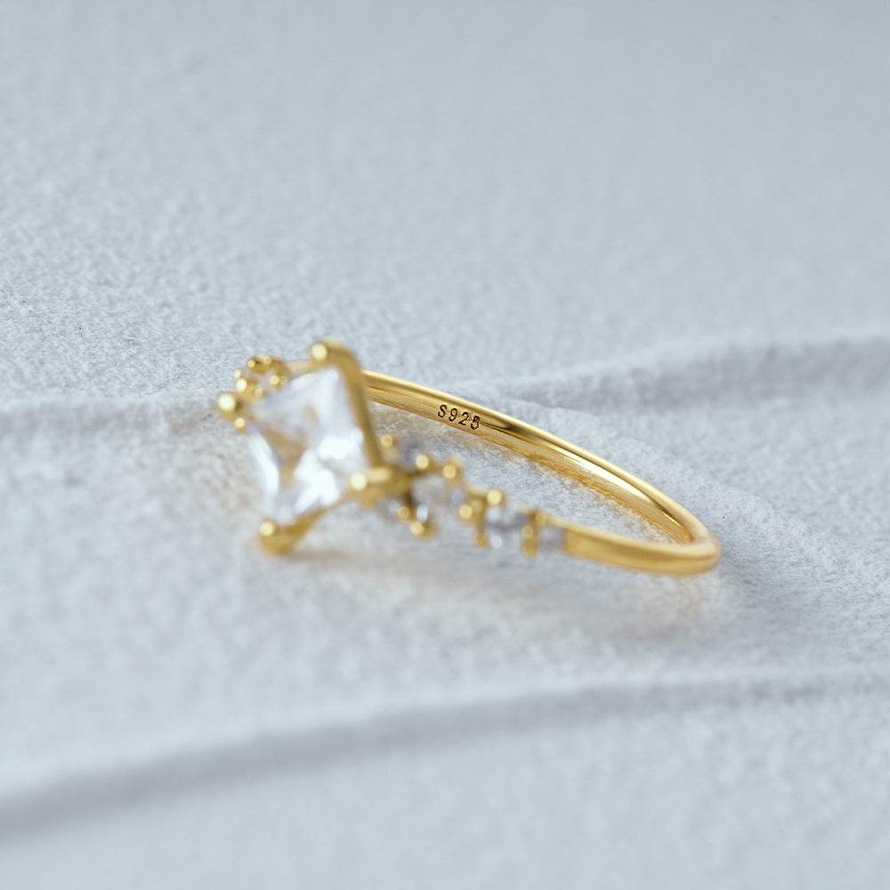 S925 sterling silver classic diamond engagement ring - MOWTE